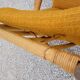 Living room sofa, 2 armchairs and a vintage rattan coffee table from the 1950s.