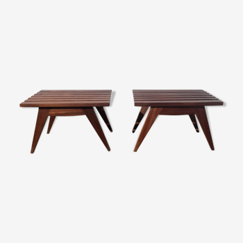 Paire de tables d'appoint acajou massif Mobilier Reconstruction