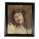 Tête du Christ, fragment de tapisserie sur châssis et encadré, Flandres XVIIIème siècle