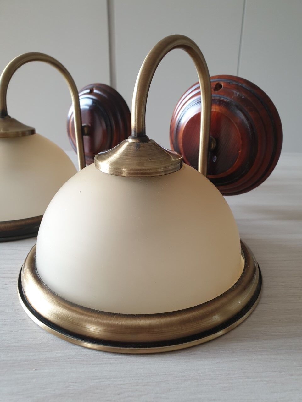 Pair of opaline wall lamps