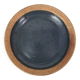 Round hollow plate in stoneware by Pierre Digan, La Borne, blue ceramic from the 1960s.