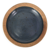 Round hollow plate in stoneware by Pierre Digan, La Borne, blue ceramic from the 1960s.