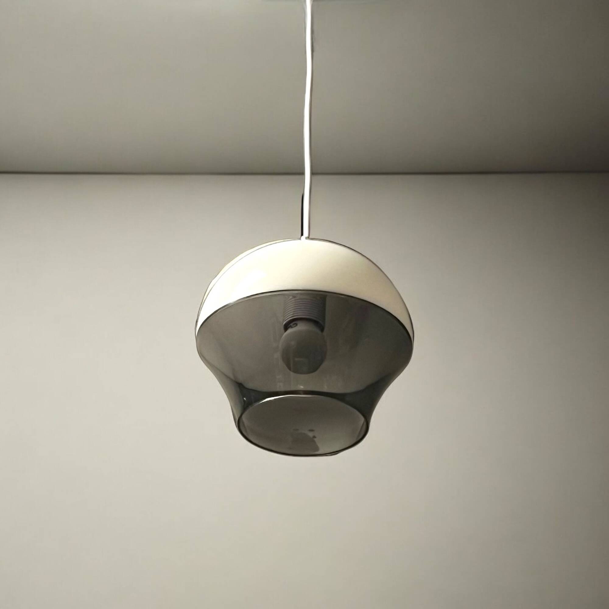 70s space age ufo lamp – vintage dual-color acrylic pendant light made in italy