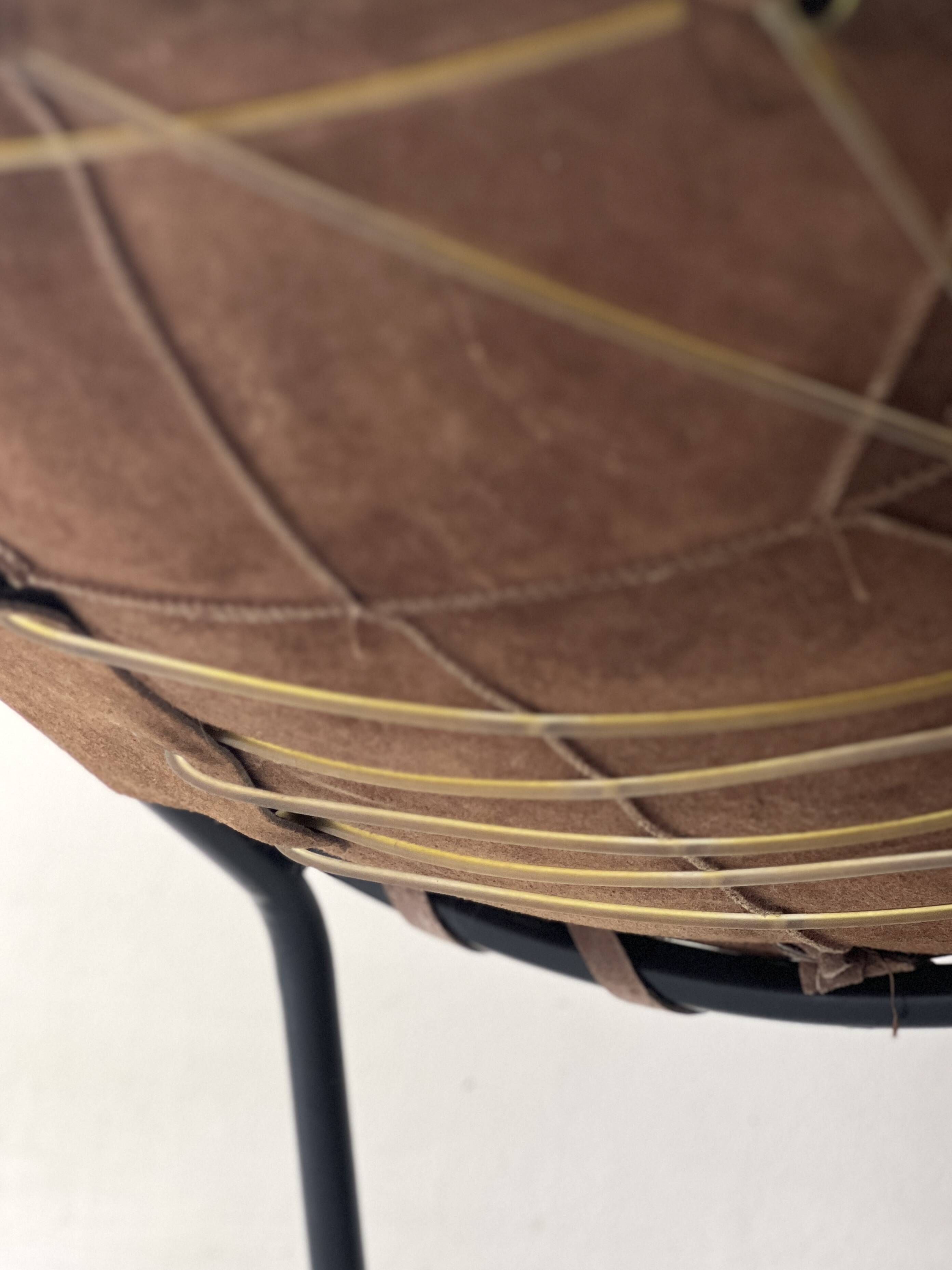 Designer armchair in brown suede circle ballon by Lusch & Co, Germany 1970s