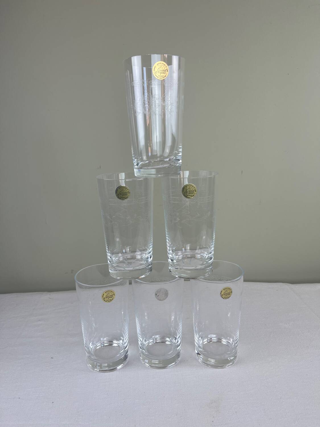 6 engraved glasses
