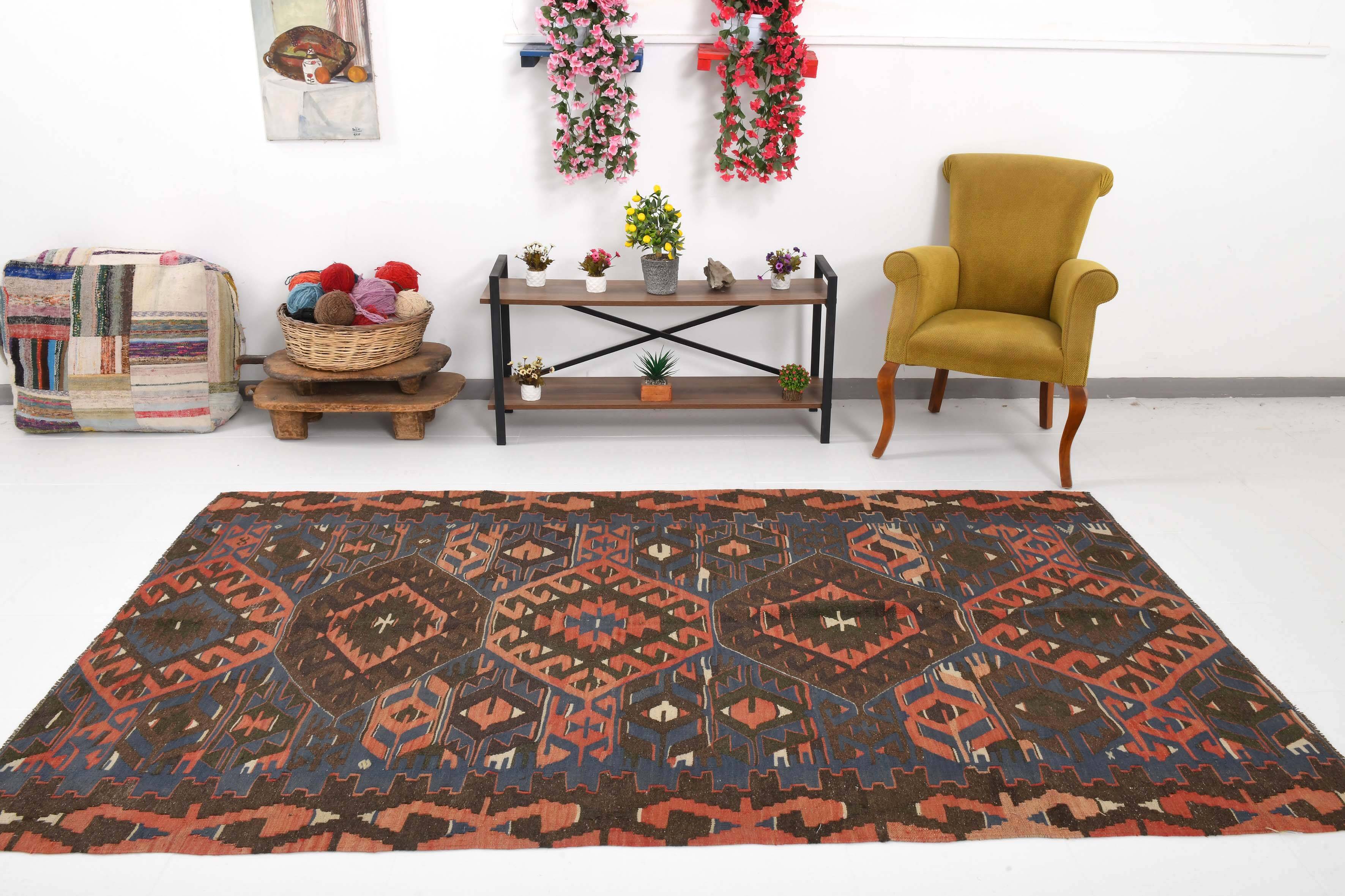 Blue & Brown Vintage Kilim Rug 158x275Cm SK 35367
