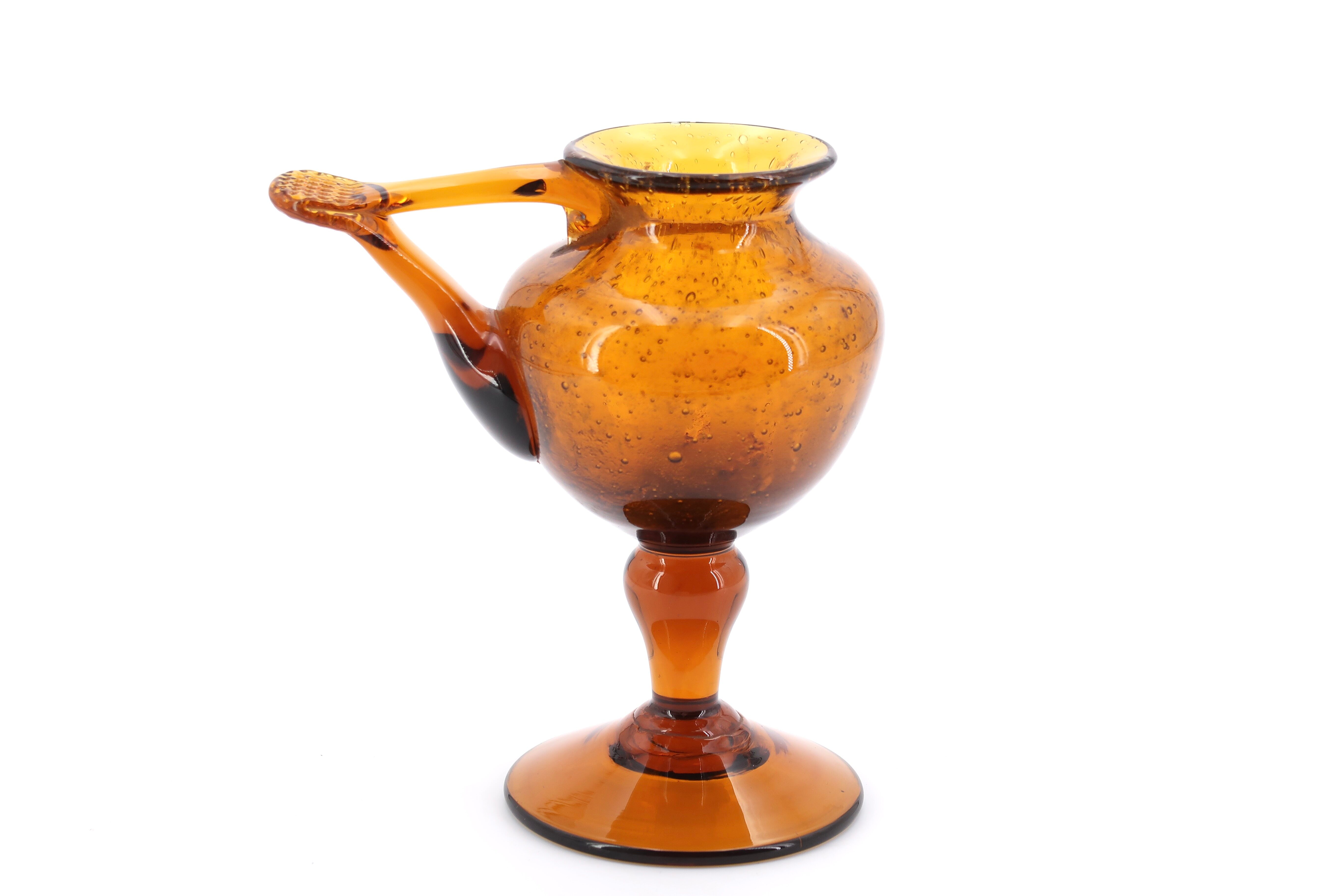 Biot oil lamp in amber bubble glass, 1970s