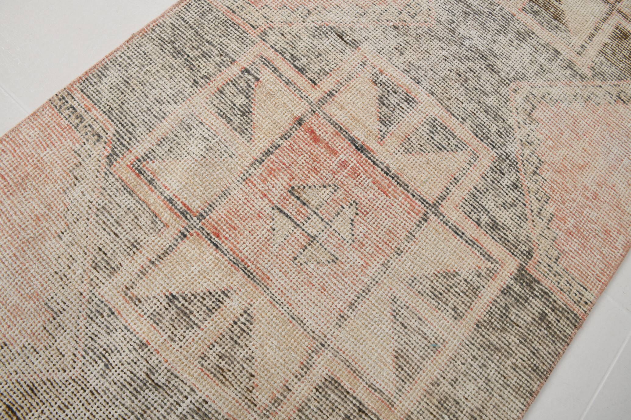 3x13 Pale Red Turkish Vintage Runner Rug, 87x400Cm SK 20299