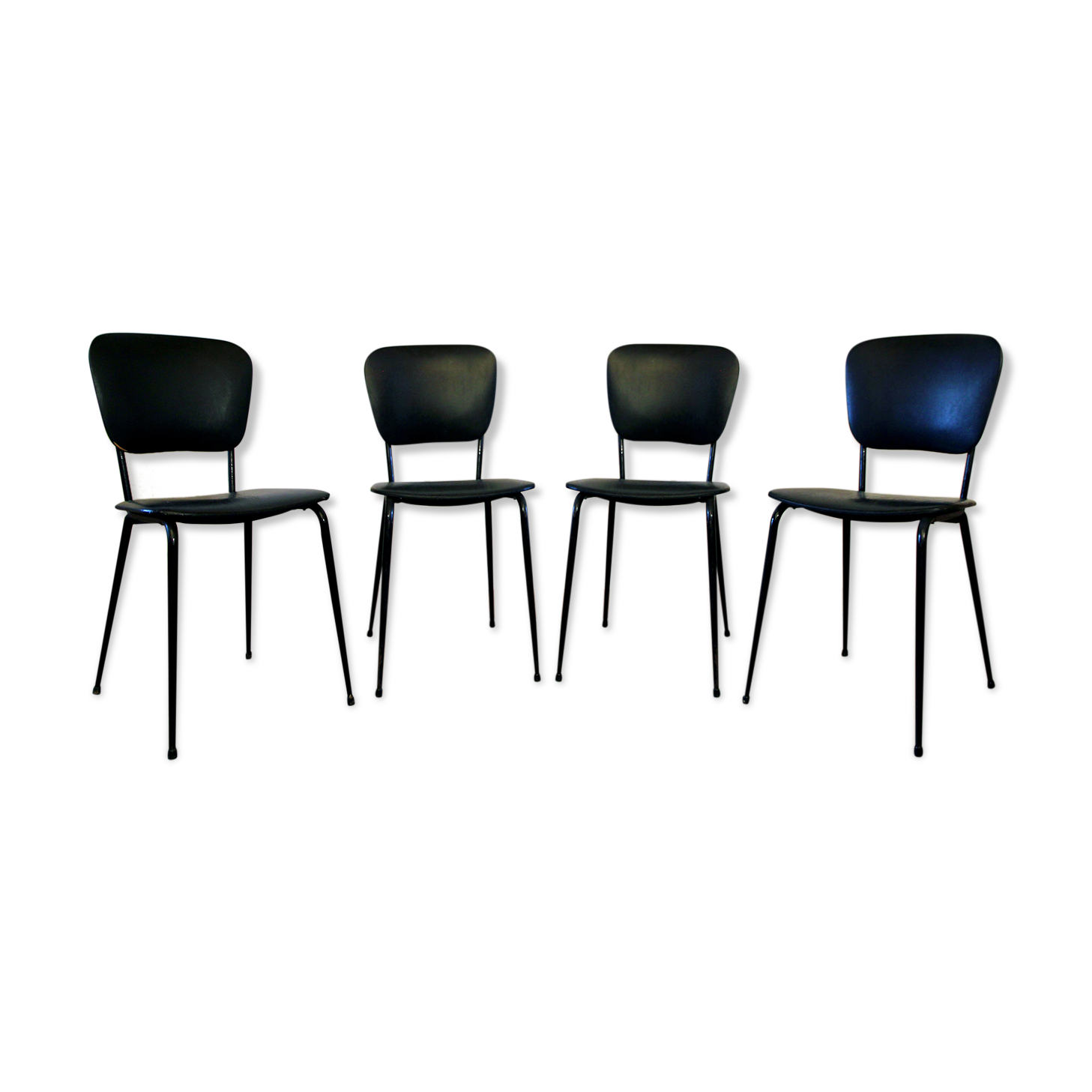 Set of 4 black skai chairs