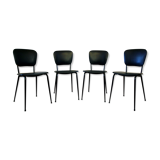 Set of 4 black skai chairs