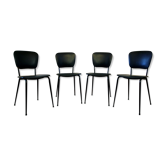 Set of 4 black skai chairs