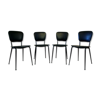 Set of 4 black skai chairs