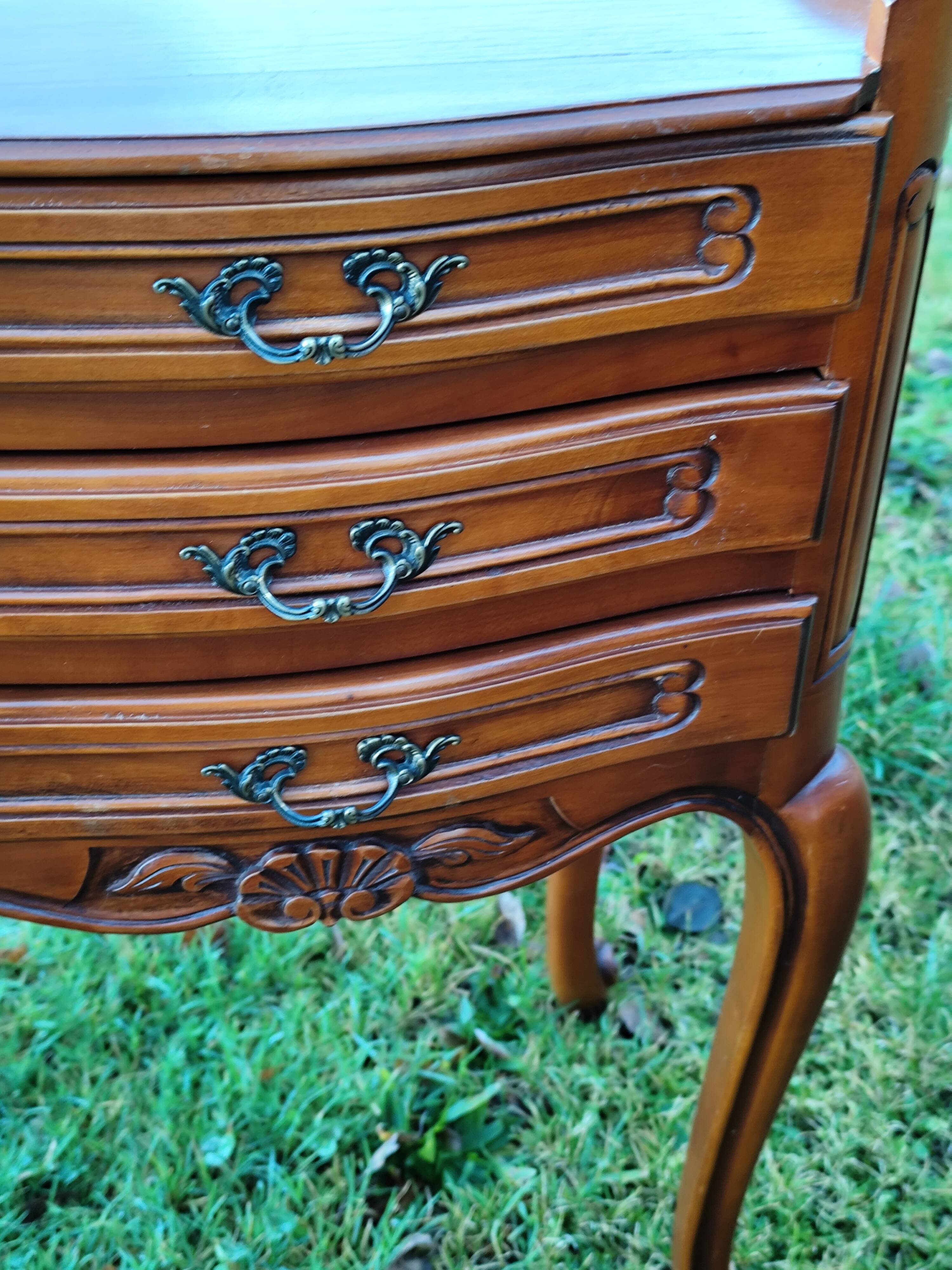 Pair of Louis XV cherry bedside tables - 3 drawer bedside table