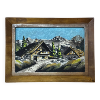 Vintage Carved and Painted Alpine Panel - 23 / 32 cm