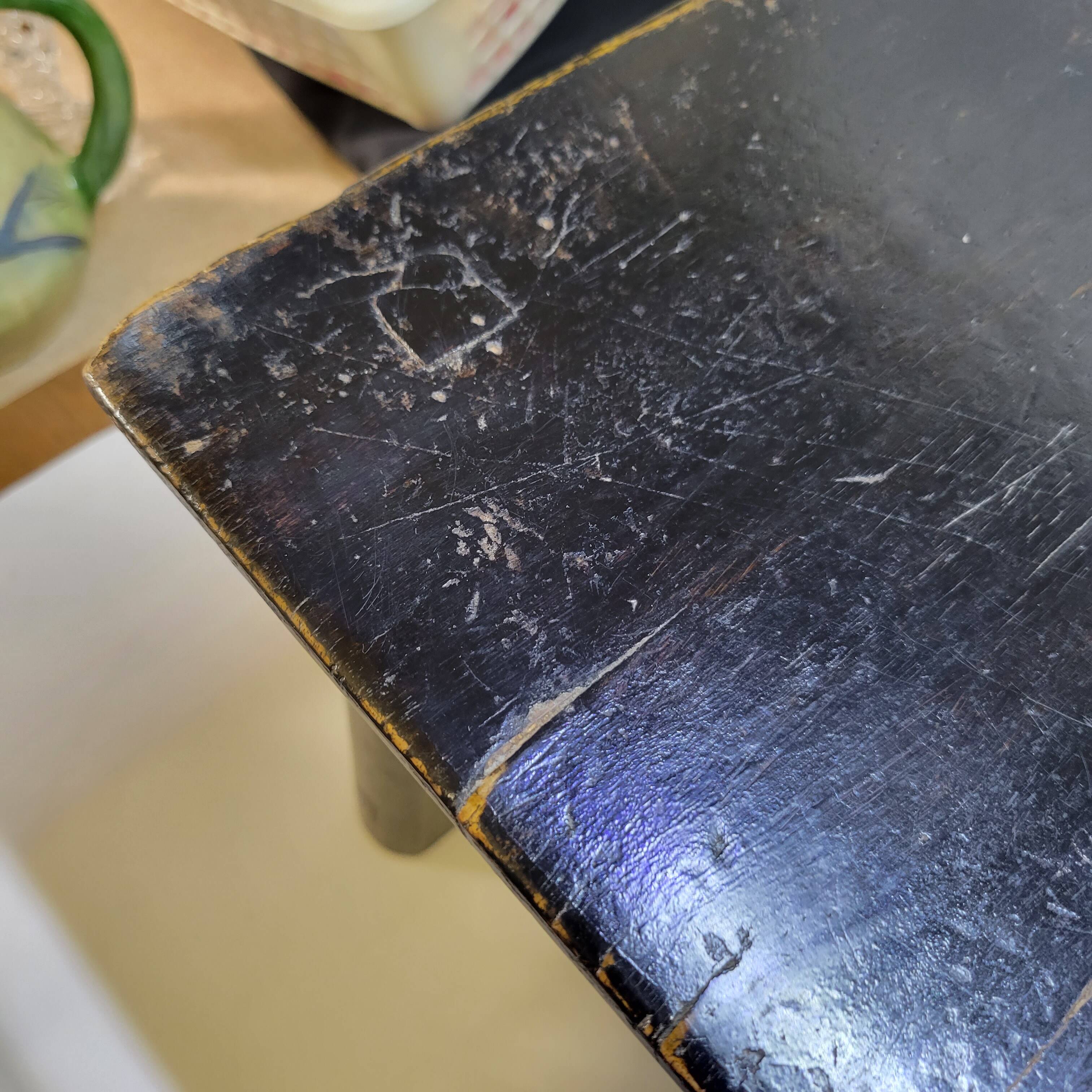 Pair of old chairs armchairs 19th century Chinese stools in black lacquered wood