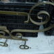 Wall mounted wrought iron coat rack from the 1970s