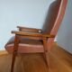 Fauteuil scandinave skaï marron et bois
