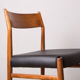Series of 6 Danish chairs in Teak and Skai new, model 418 by Arne Vodder for Sibast 1960.