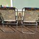 Lot de 4 chaise de camping pliante vintage bleu fleur