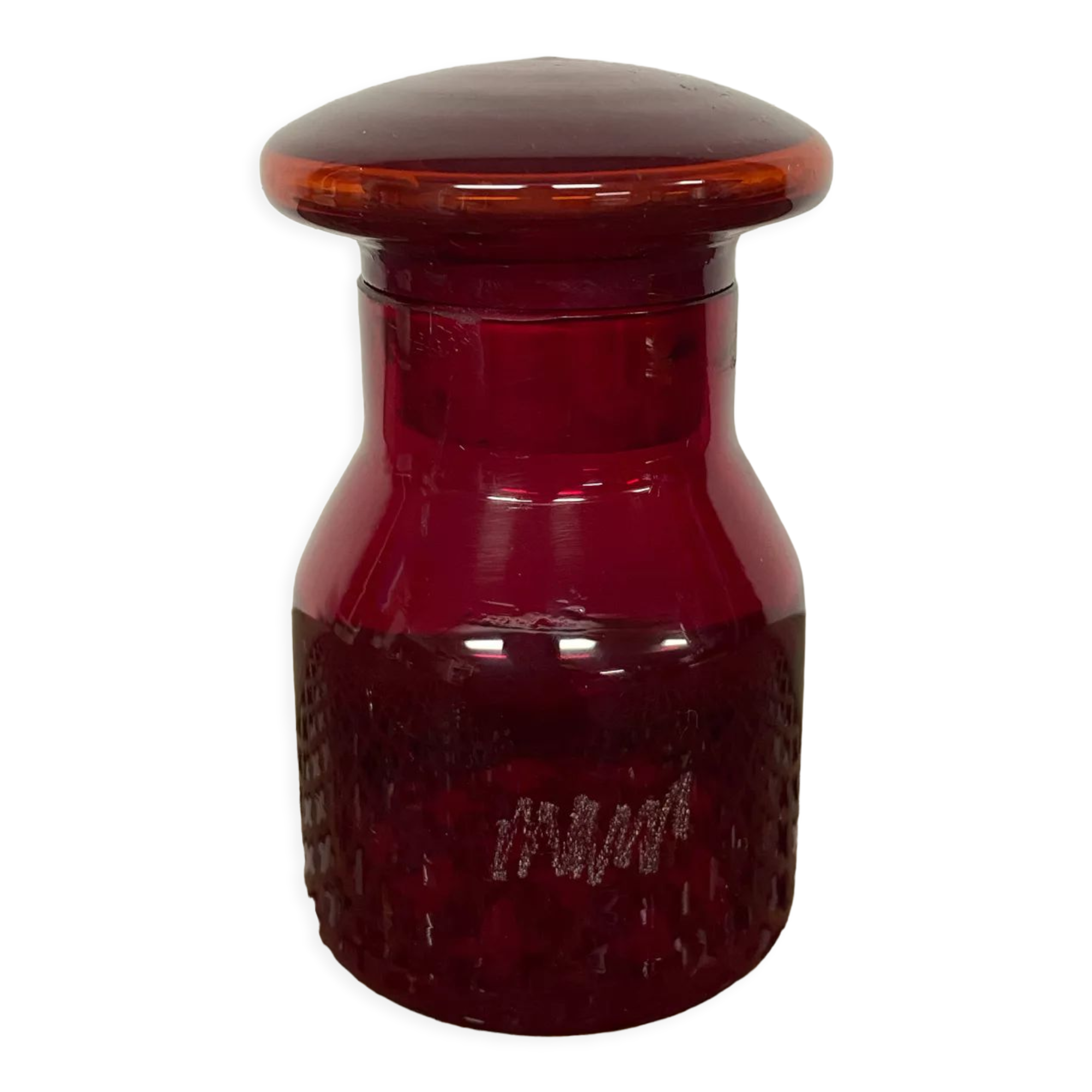 Red glass bottle