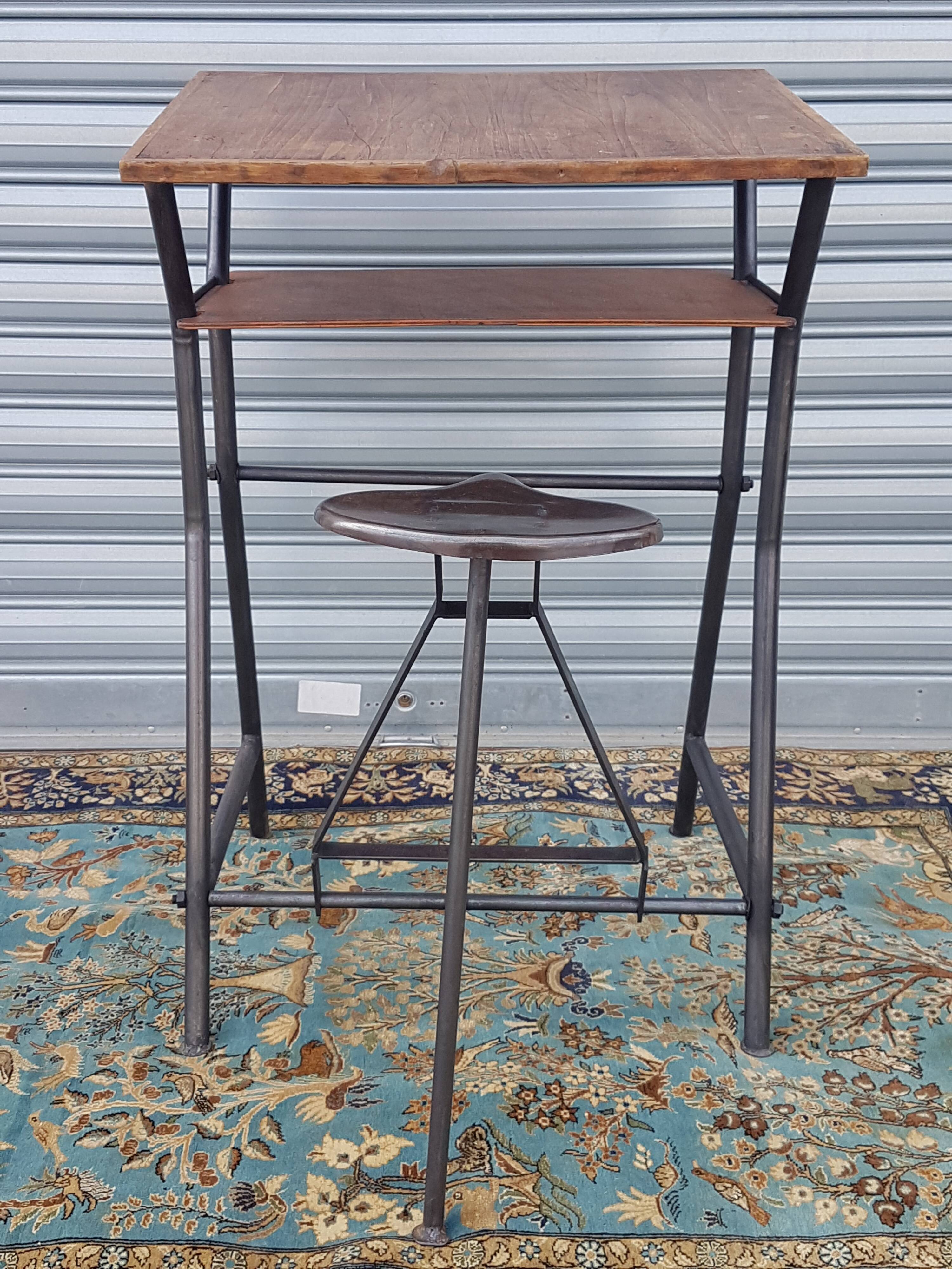 Architect's desk with integrated stool