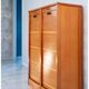 Double curtain file cabinet, 1950s, light oak
