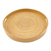 Plateau rond en lamelles collées en spirale
