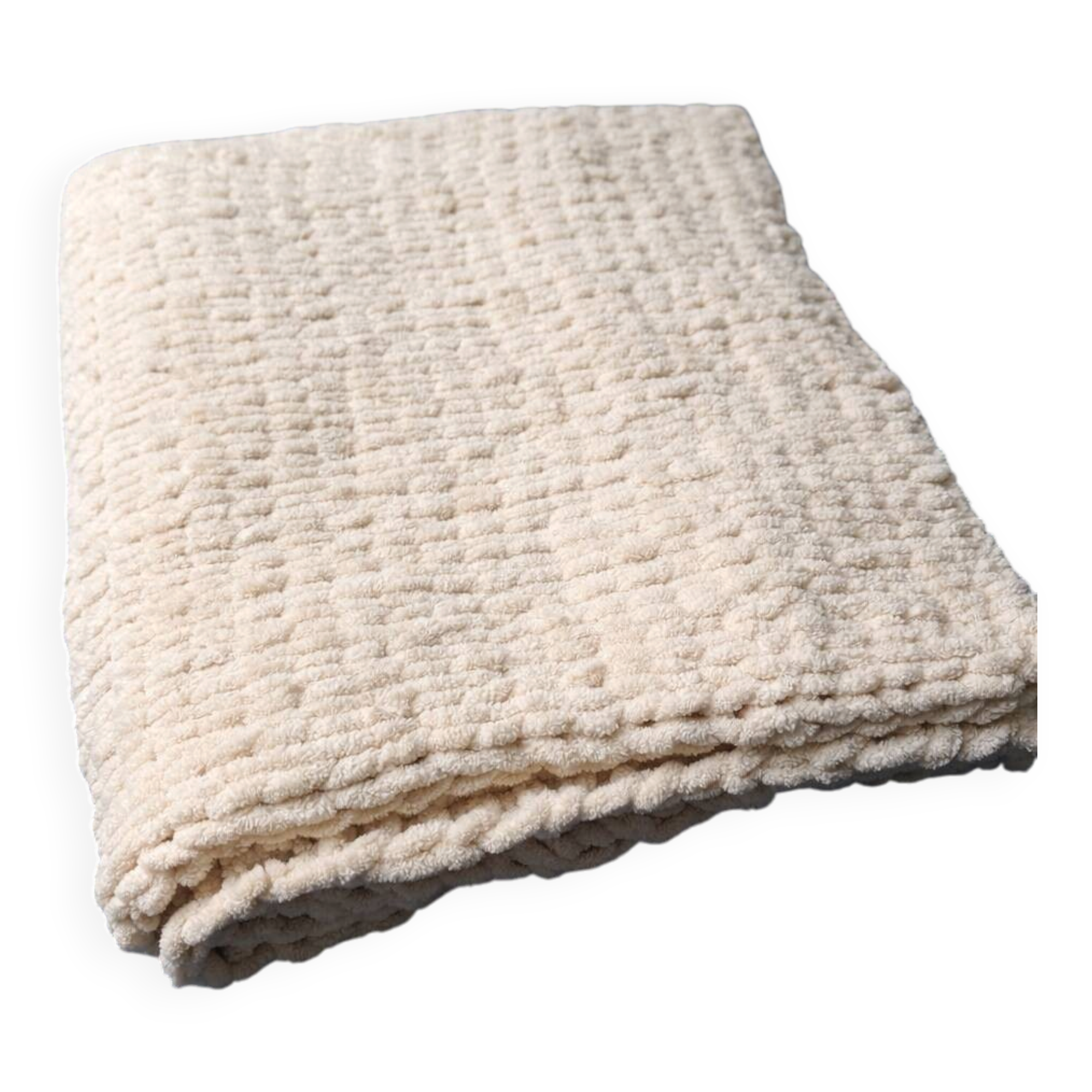 Handmade Cream Mohair Throw Blanket – Soft Luxury Plaid – 1.2 x 2 m