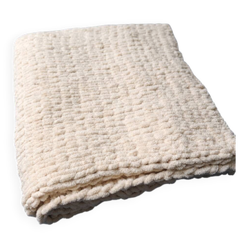Couverture en mohair crème faite à la main – Plaid de luxe doux – 1,2 x 2 m