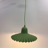 Two lamps/ pendant lamps in recycled cardboard, pink and green, seletti