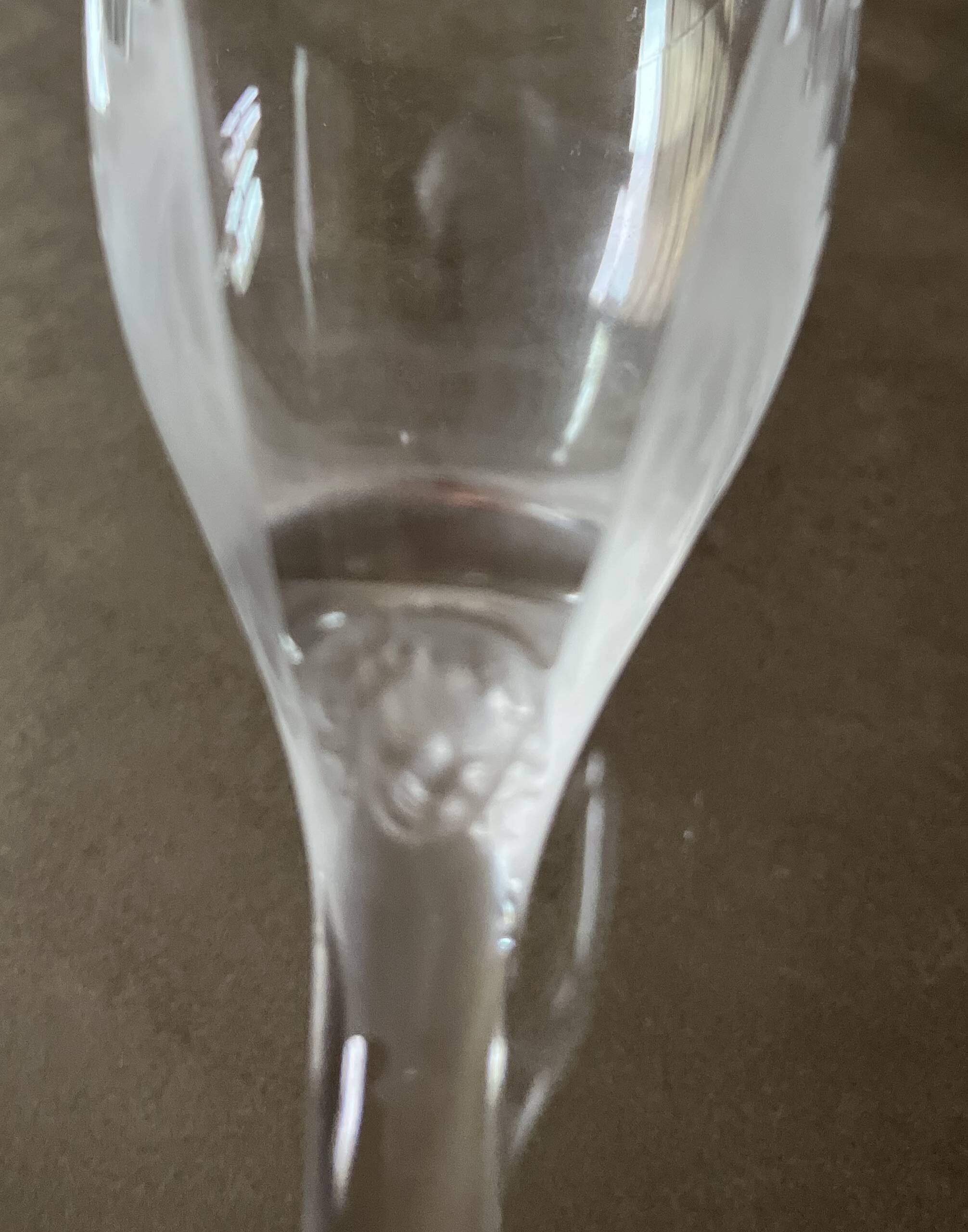 Set of two champagne glasses, crystal, Lalique France, angel model.