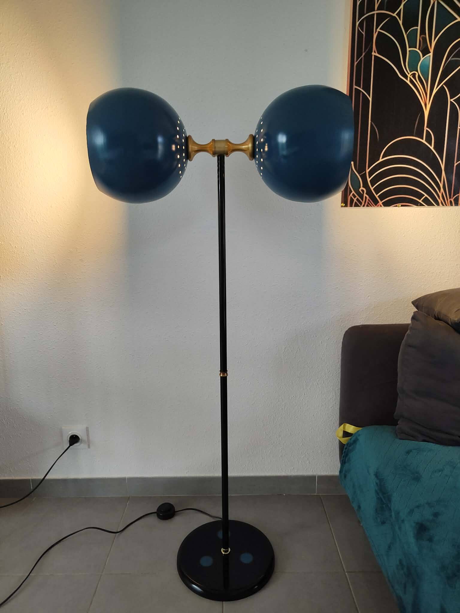 Lampadaire vintage 1980 double éclairage