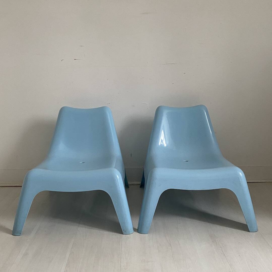 Pair of Bunso children's outdoor armchairs by Ikea Design Thomas Sandell