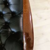 Black leather rocking Chesterfield armchair