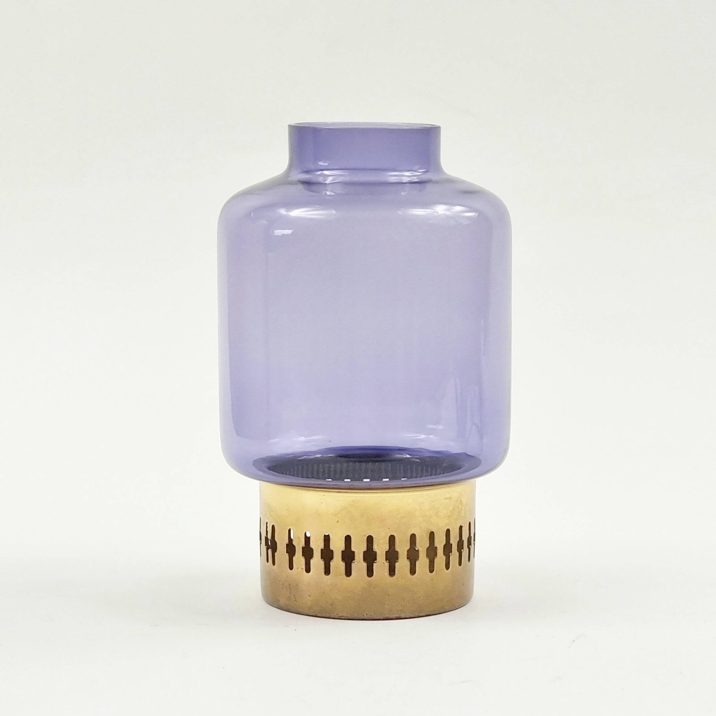 Mid Century Scandinavian Glass&Brass Candleholder by Hans-Agne Jakobsson AB Markaryd, Sweden, 1960s