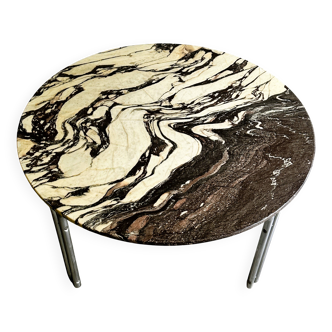 Vintage Round Coffee Table in beautiful Italian Marble, 1970s.