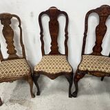 Set of eight Dutch marquetry chairs from the 19th century.