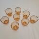 Set à liqueur en verre rose carafe, verre et plateau