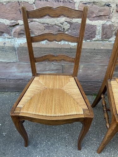 8 chaises paillées rustique vintage