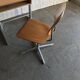 Embru set from the 1960s, school desk and brown wooden and steel chair, Switzerland, set of 2.