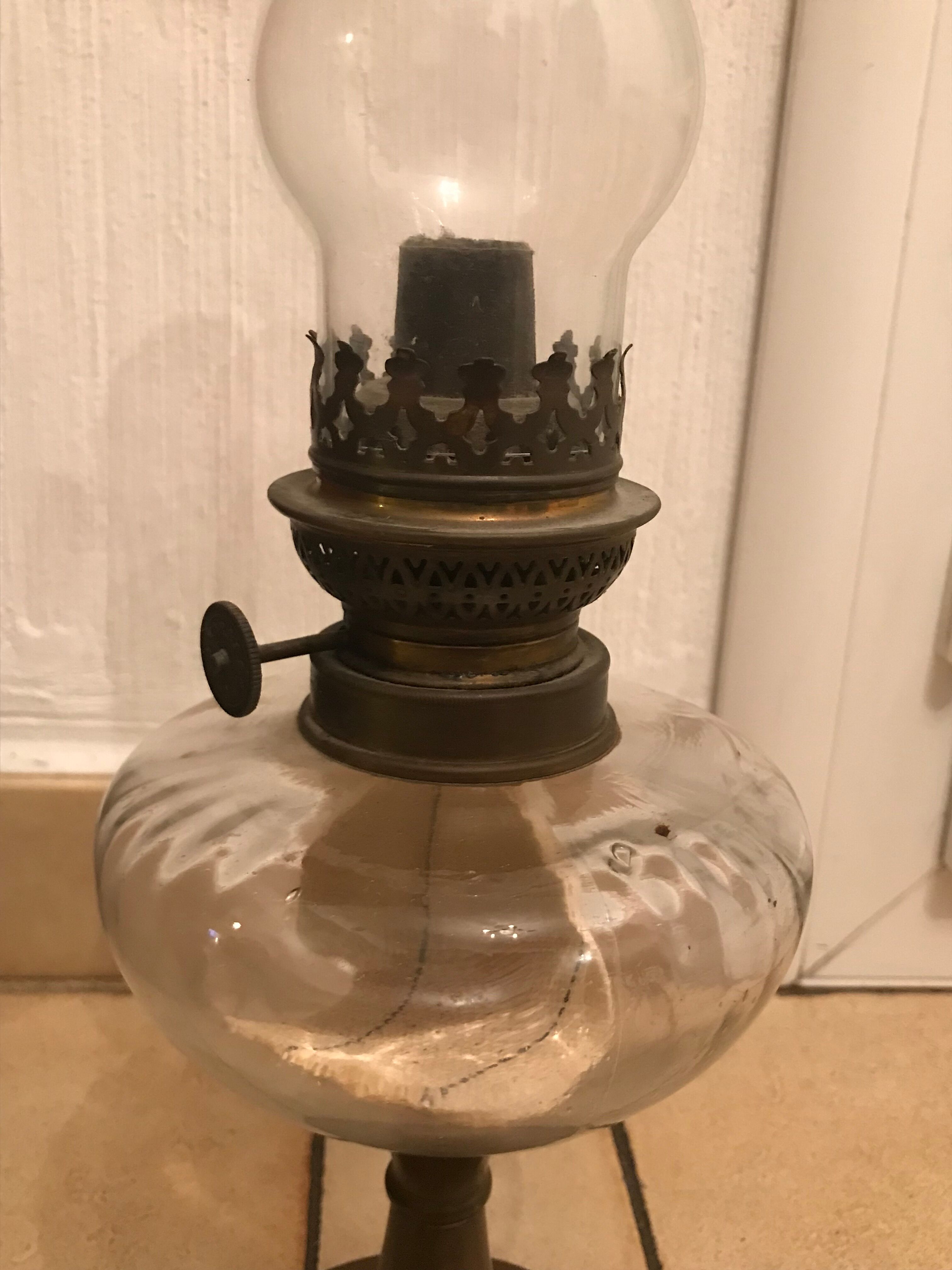 Pigeon brand copper oil lamp