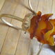 2 brass appliques leaves flowers tulip glass paste