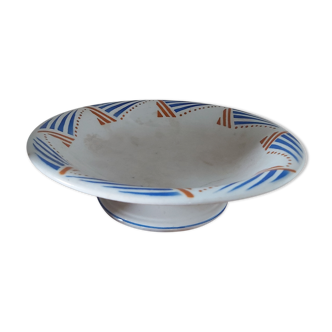 Onnaing earthenware compote bowl with blue and orange patterns