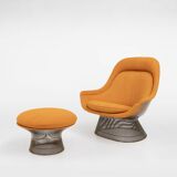 Model 1705 easy chair and ottoman set by Warren Platner for Knoll