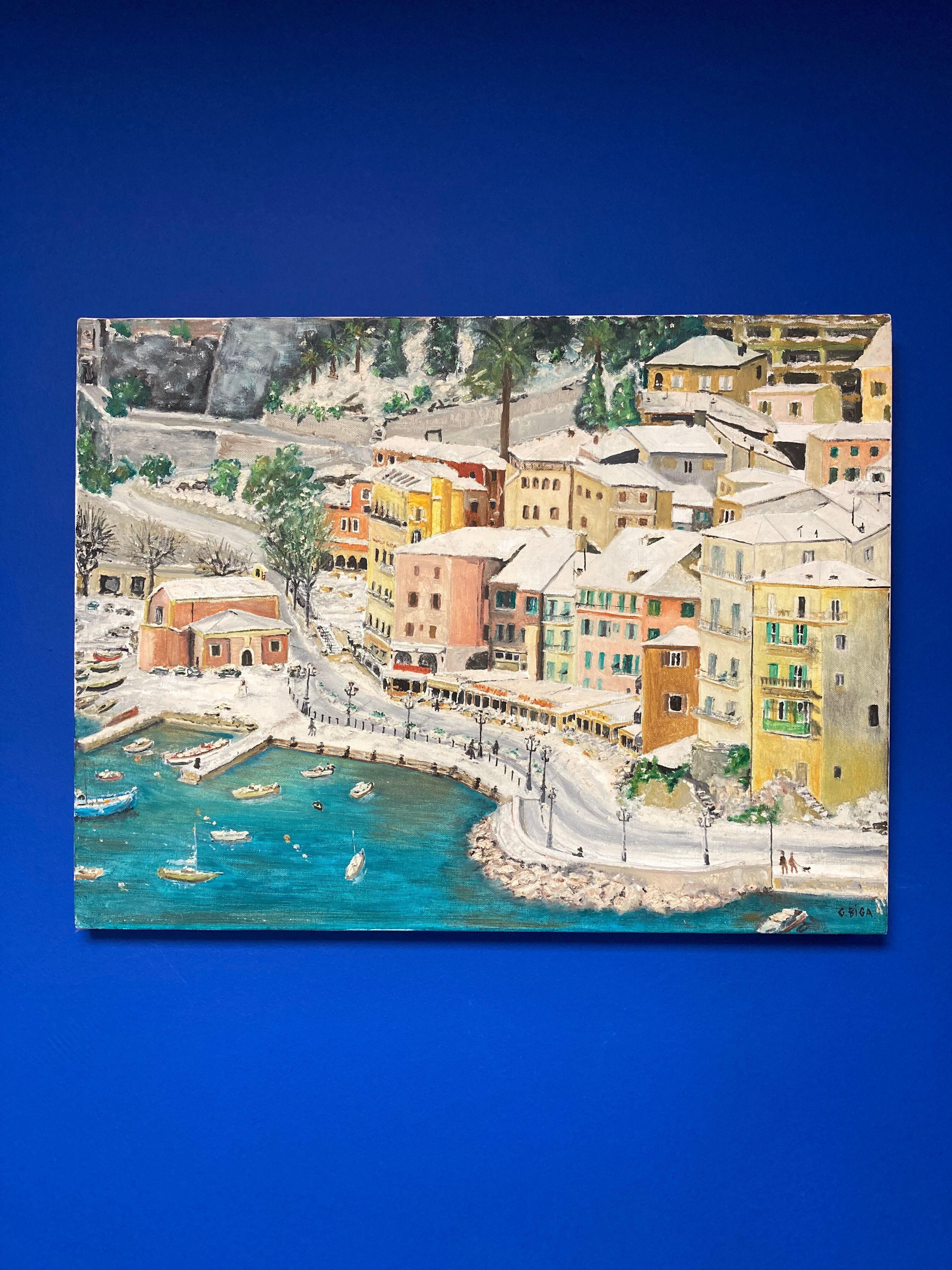 Painting on vintage canvas