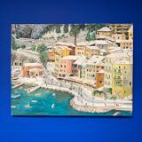 Painting on vintage canvas