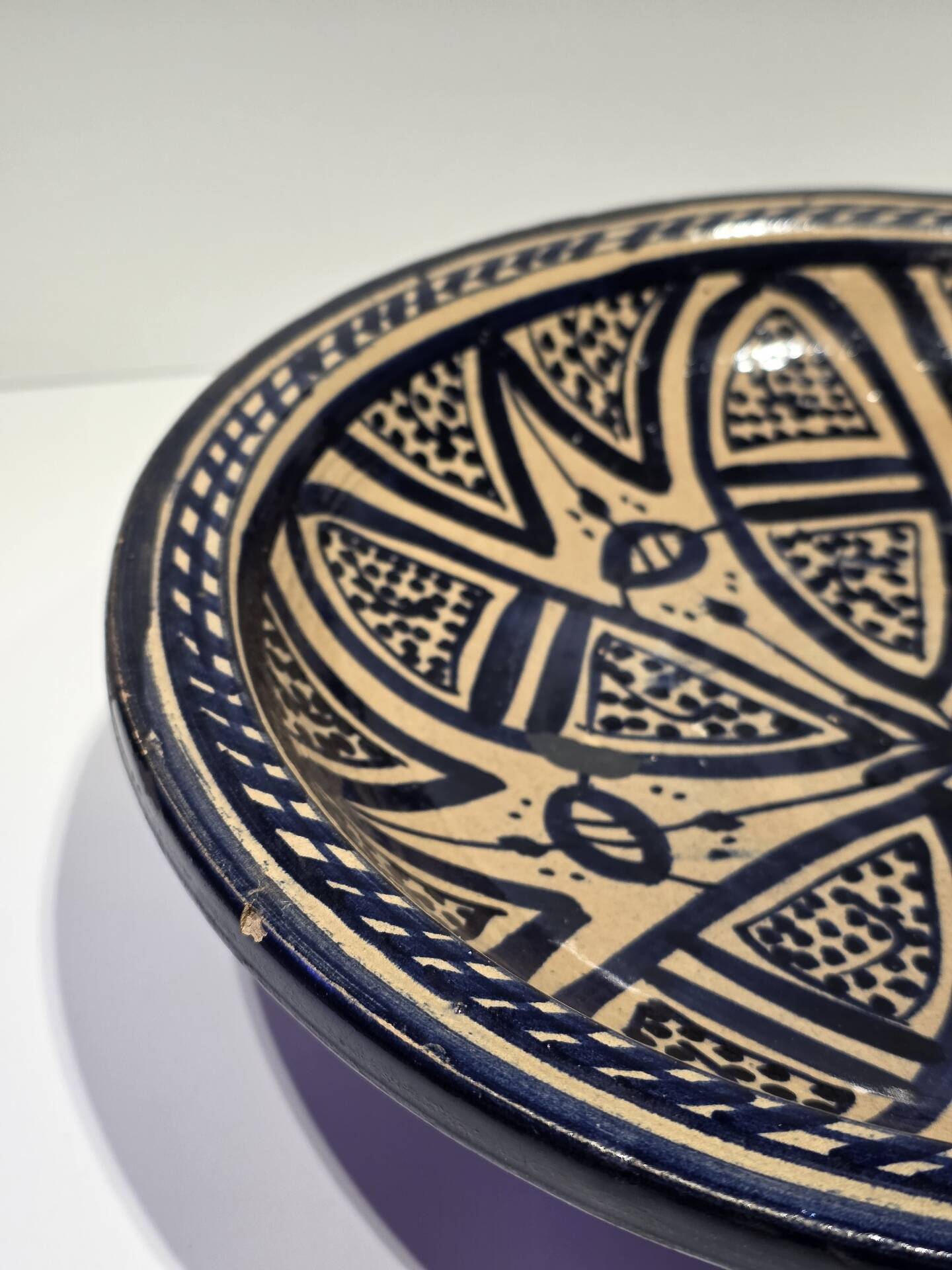 Large ancient Moroccan ceramic plate