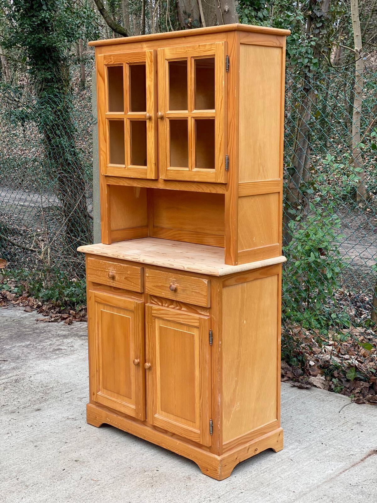 2-part solid wood buffet display cabinet kitchen storage cabinet 94cm