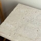 Minimalist travertine stone side table