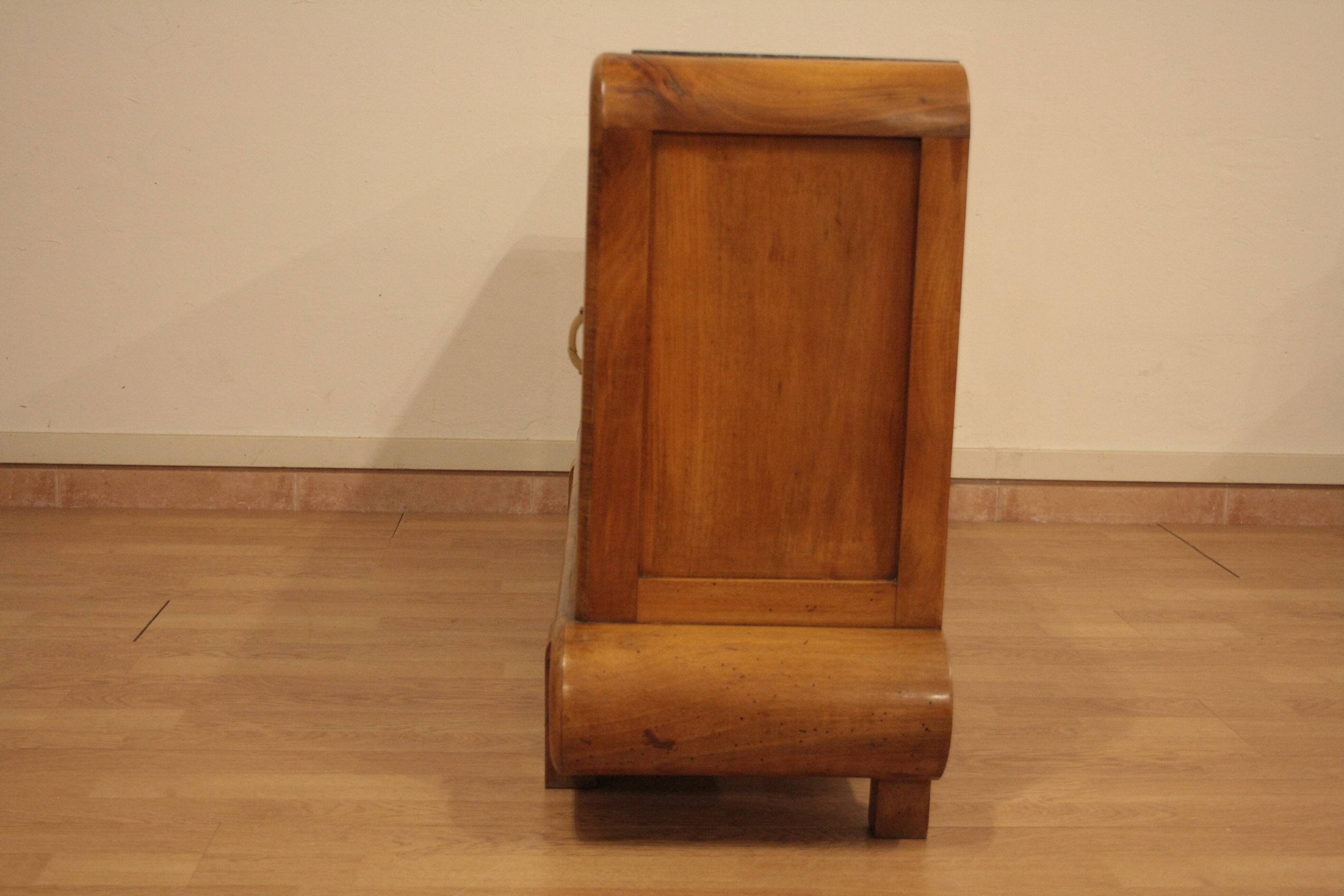 Art Deco Walnut TV Stand, 1950s, Mid-Century Modern Style